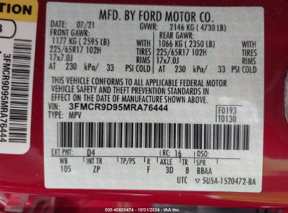 Lot #3005349320 2021 FORD BRONCO SPORT BADLANDS