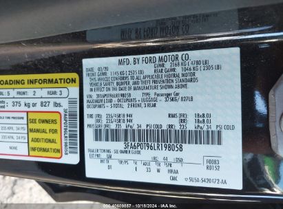 Lot #2995298871 2020 FORD FUSION SE