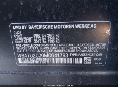 Lot #2992833757 2021 BMW 7 SERIES 750I XDRIVE