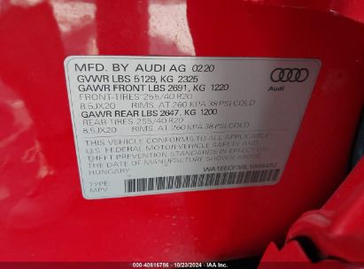 Lot #3035086218 2020 AUDI Q3 PREMIUM PLUS 45 TFSI S LINE QUATTRO TIPTRONIC