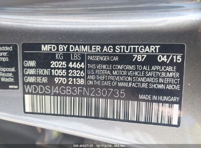 Lot #2992823317 2015 MERCEDES-BENZ CLA 250 4MATIC