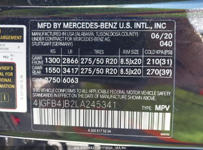 Lot #2995282335 2020 MERCEDES-BENZ GLE 350