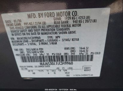 Lot #3007842074 2020 FORD ECOSPORT SE