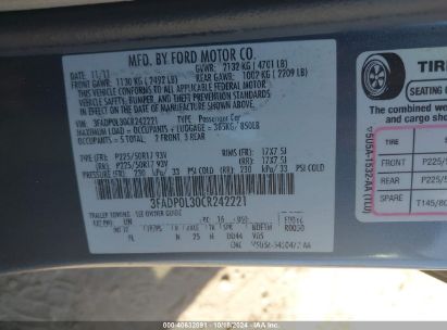 Lot #3053064660 2012 FORD FUSION HYBRID