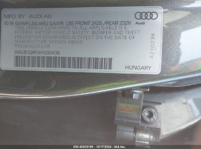 Lot #3035085945 2017 AUDI S3 2.0T PREMIUM PLUS