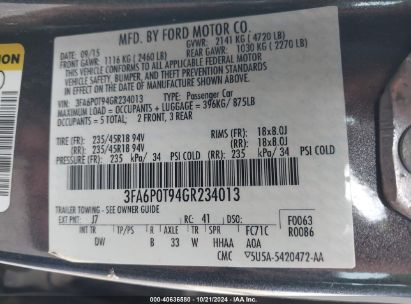 Lot #3035707859 2016 FORD FUSION SE