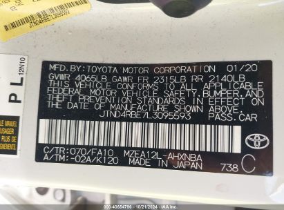 Lot #2992816674 2020 TOYOTA COROLLA SE