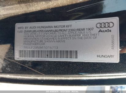 Lot #2996536362 2004 AUDI TT 3.2L