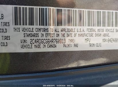 Lot #3006594161 2017 DODGE GRAND CARAVAN SXT