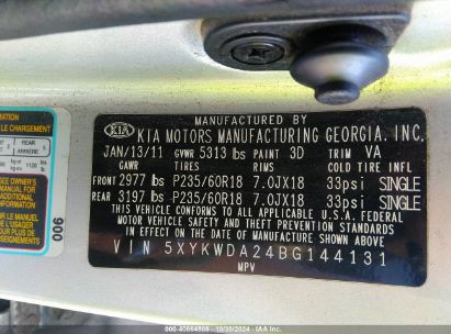 Lot #3053662288 2011 KIA SORENTO SX V6