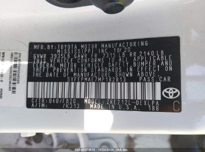 Lot #2992822831 2021 TOYOTA COROLLA LE