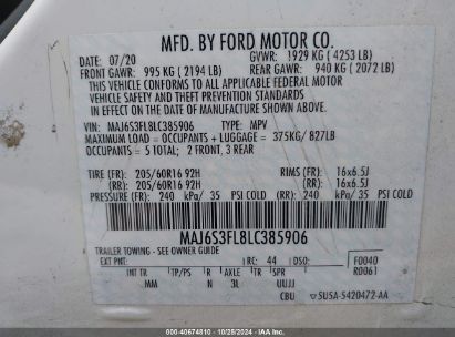 Lot #2992822806 2020 FORD ECOSPORT S