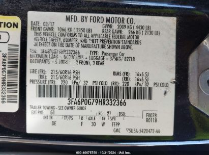 Lot #3035075312 2017 FORD FUSION S