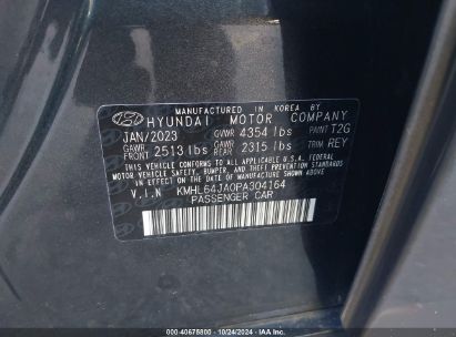 Lot #2995281285 2023 HYUNDAI SONATA SEL