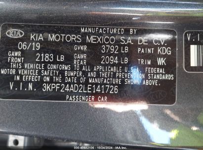 Lot #2996535766 2020 KIA FORTE LXS