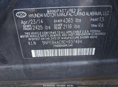 Lot #3006594358 2014 HYUNDAI SONATA GLS