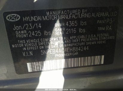 Lot #3035085648 2014 HYUNDAI SONATA GLS