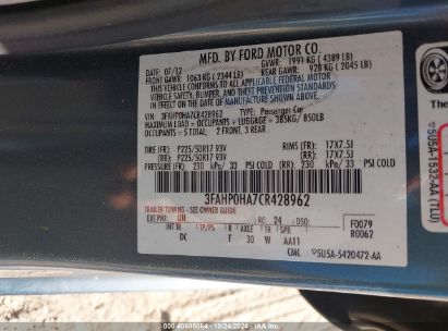 Lot #3035085609 2012 FORD FUSION SE