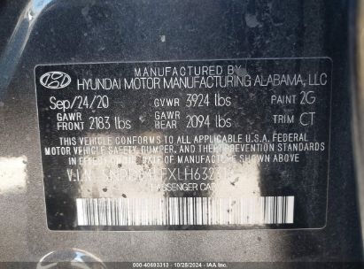 Lot #3052076685 2020 HYUNDAI ELANTRA SEL