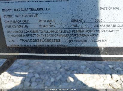 Lot #2992822777 2020 MAX BUILT TRAILERS CAR TRAILER