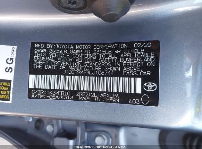 Lot #2995297013 2020 TOYOTA COROLLA LE