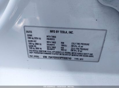 Lot #2992820684 2023 TESLA MODEL Y AWD/LONG RANGE DUAL MOTOR ALL-WHEEL DRIVE