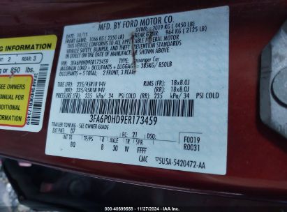 Lot #3033210538 2014 FORD FUSION SE