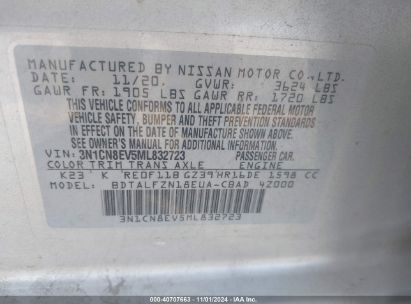 Lot #3035089800 2021 NISSAN VERSA SV XTRONIC CVT