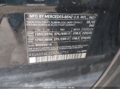 Lot #2992829155 2002 MERCEDES-BENZ ML 320