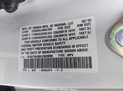 Lot #2996536130 2020 HONDA CR-V HYBRID TOURING