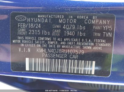 Lot #2992832631 2024 HYUNDAI ELANTRA HYBRID LIMITED