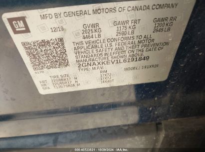 Lot #3037546620 2020 CHEVROLET EQUINOX FWD LT 1.5L TURBO