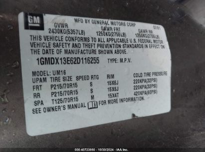 Lot #2995296376 2002 PONTIAC MONTANA M16 W/1SE PKG.