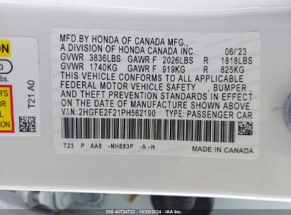 Lot #3035074137 2023 HONDA CIVIC LX