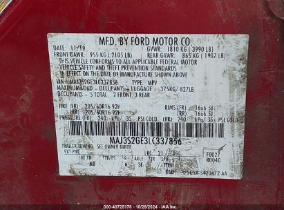 Lot #3001577165 2020 FORD ECOSPORT SE