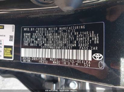 Lot #3035074112 2022 TOYOTA COROLLA LE