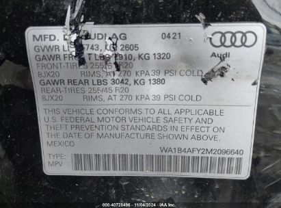 Lot #2990347574 2021 AUDI SQ5 PREMIUM PLUS TFSI QUATTRO TIPTRONIC