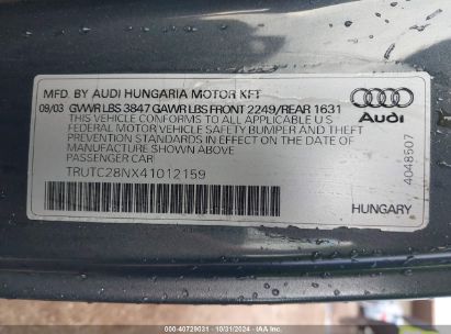 Lot #2985458328 2004 AUDI TT 1.8L