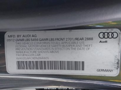 Lot #2992822303 2013 AUDI A7 3.0T PREMIUM