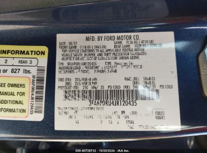 Lot #2992822435 2018 FORD FUSION HYBRID TITANIUM