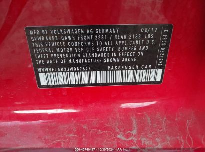 Lot #3052076069 2018 VOLKSWAGEN GOLF R 2.0T W/DCC   NAVIGATION