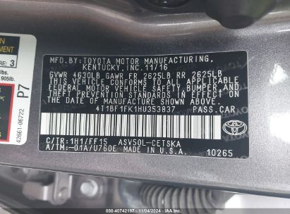 Lot #3035084992 2017 TOYOTA CAMRY SE