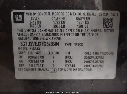 Lot #3051083579 2015 GMC SIERRA 1500 SLT