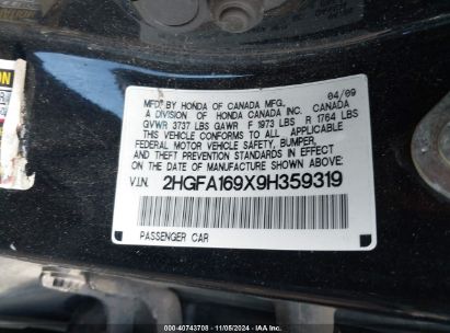 Lot #2995295943 2009 HONDA CIVIC EX-L