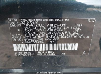 Lot #3035084798 2012 TOYOTA RAV4 BASE V6