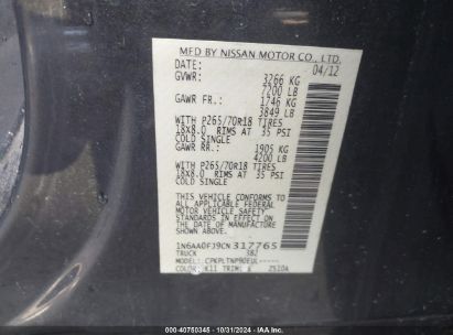 Lot #3035074583 2012 NISSAN TITAN SV