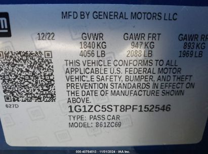 Lot #3037546433 2023 CHEVROLET MALIBU FWD 1FL