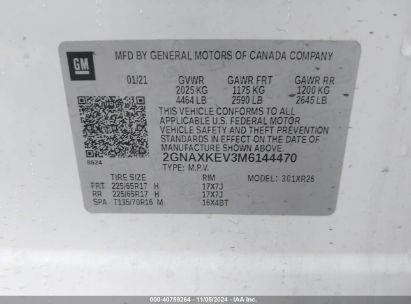 Lot #3035084657 2021 CHEVROLET EQUINOX FWD LT