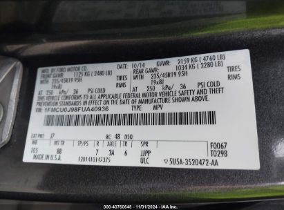 Lot #3053064124 2015 FORD ESCAPE TITANIUM