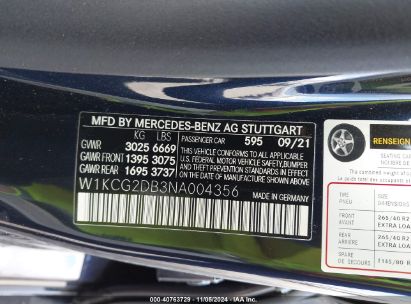 Lot #3035095024 2022 MERCEDES-BENZ EQS 450+